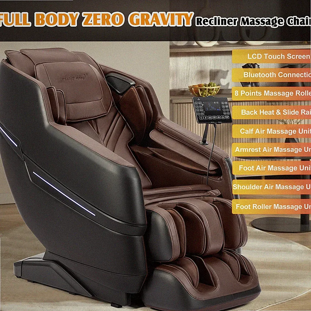 Brown Full Body Zero Gravity Massage Recliner Chair Shiatsu,Heating,Foot Roller